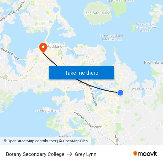 Botany Secondary College to Grey Lynn map