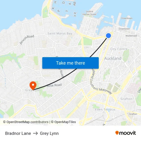 Bradnor Lane to Grey Lynn map
