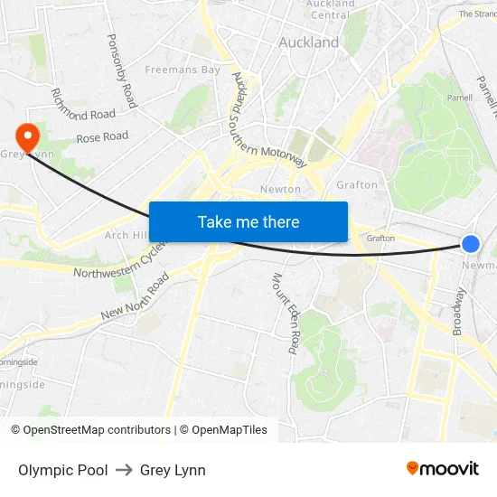 Olympic Pool to Grey Lynn map
