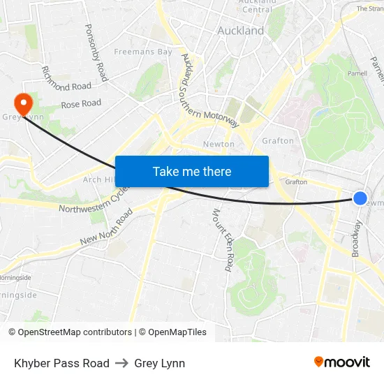 Khyber Pass Road to Grey Lynn map