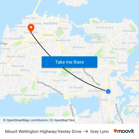 Mount Wellington Highway/Vestey Drive to Grey Lynn map