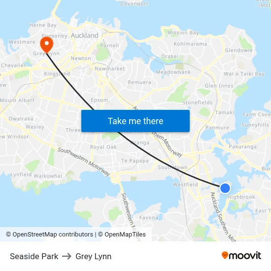 Seaside Park to Grey Lynn map