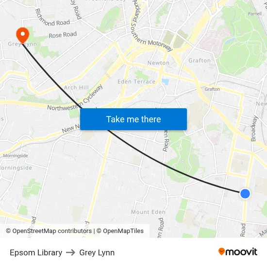 Epsom Library to Grey Lynn map