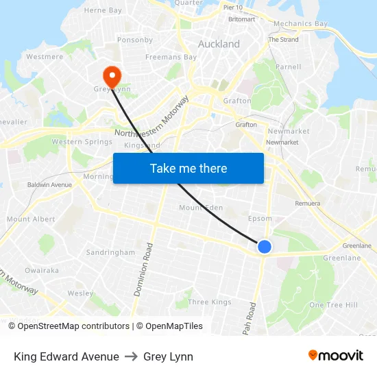 King Edward Avenue to Grey Lynn map