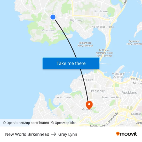 New World Birkenhead to Grey Lynn map