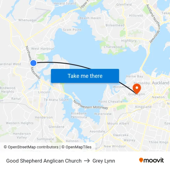 Good Shepherd Anglican Church to Grey Lynn map