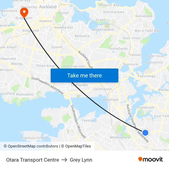 Otara Transport Centre to Grey Lynn map