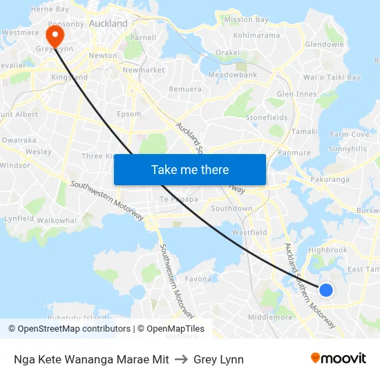 Nga Kete Wananga Marae Mit to Grey Lynn map