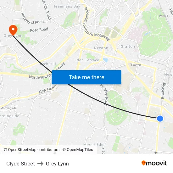 Clyde Street to Grey Lynn map