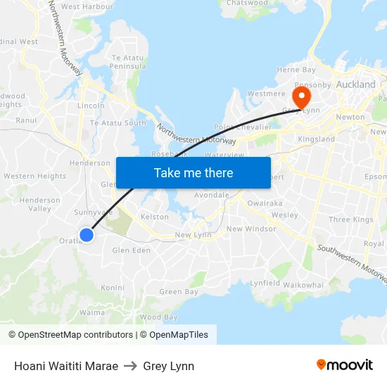 Hoani Waititi Marae to Grey Lynn map