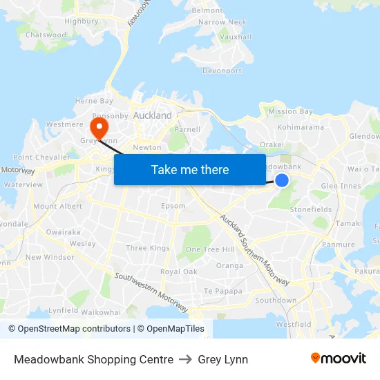 Meadowbank Shopping Centre to Grey Lynn map
