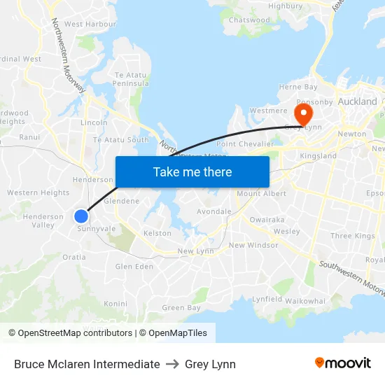 Bruce Mclaren Intermediate to Grey Lynn map