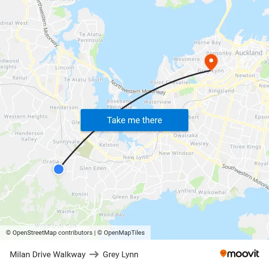Milan Drive Walkway to Grey Lynn map
