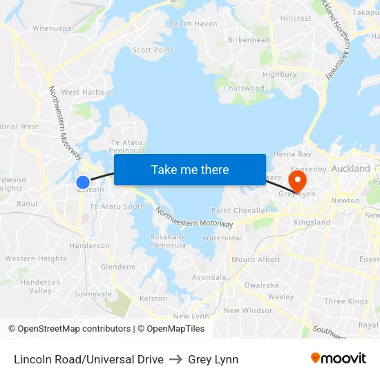 Lincoln Road/Universal Drive to Grey Lynn map