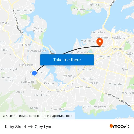 Kirby Street to Grey Lynn map