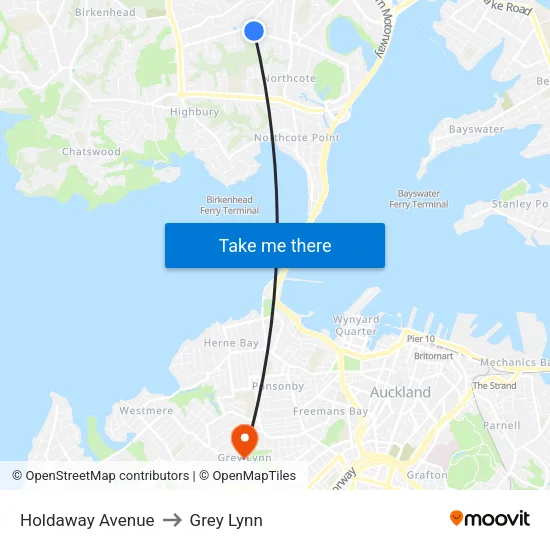 Holdaway Avenue to Grey Lynn map