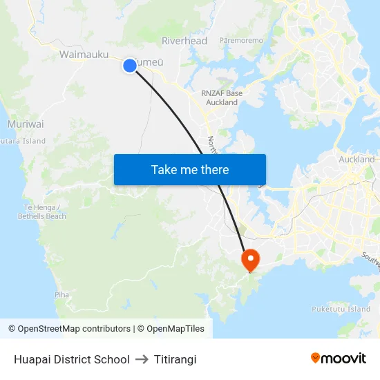 Huapai District School to Titirangi map
