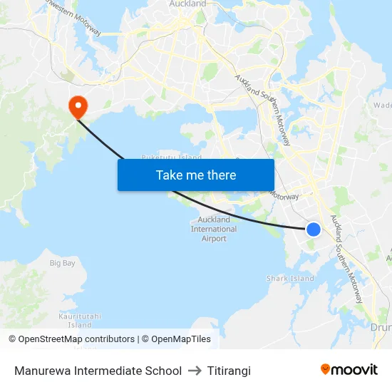 Manurewa Intermediate School to Titirangi map
