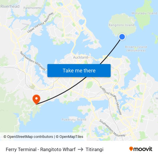 Ferry Terminal - Rangitoto Wharf to Titirangi map
