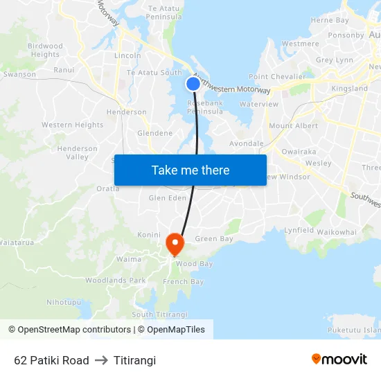 62 Patiki Road to Titirangi map