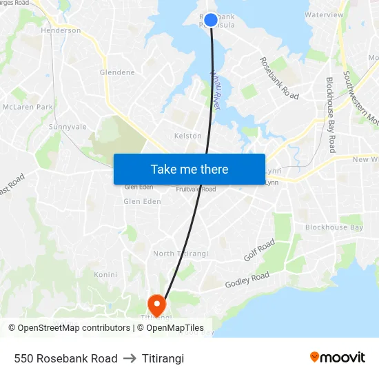 550 Rosebank Road to Titirangi map