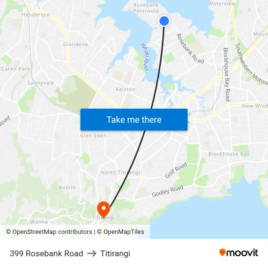 399 Rosebank Road to Titirangi map