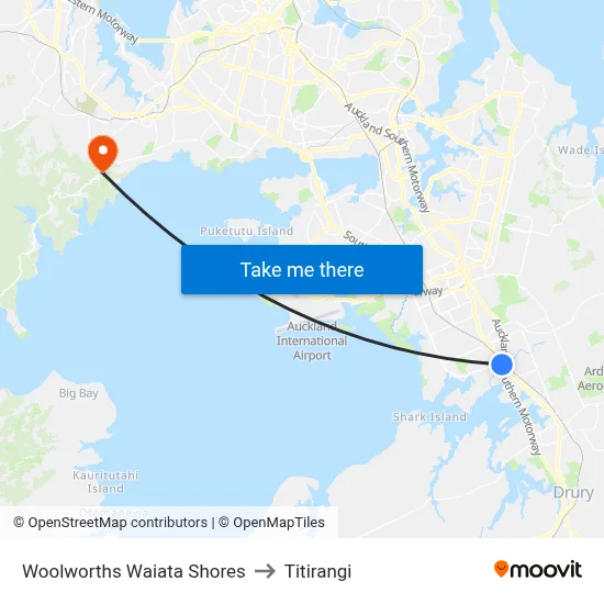 Woolworths Waiata Shores to Titirangi map