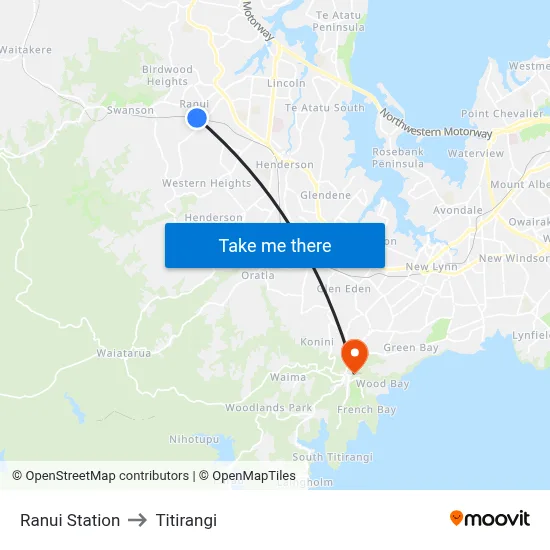 Ranui Station to Titirangi map