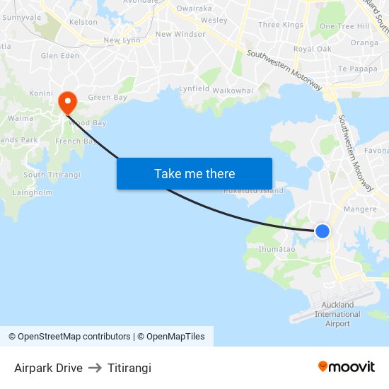 Airpark Drive to Titirangi map