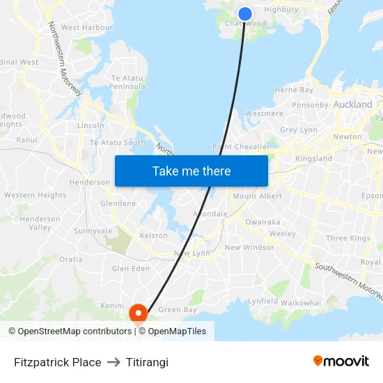 Fitzpatrick Place to Titirangi map