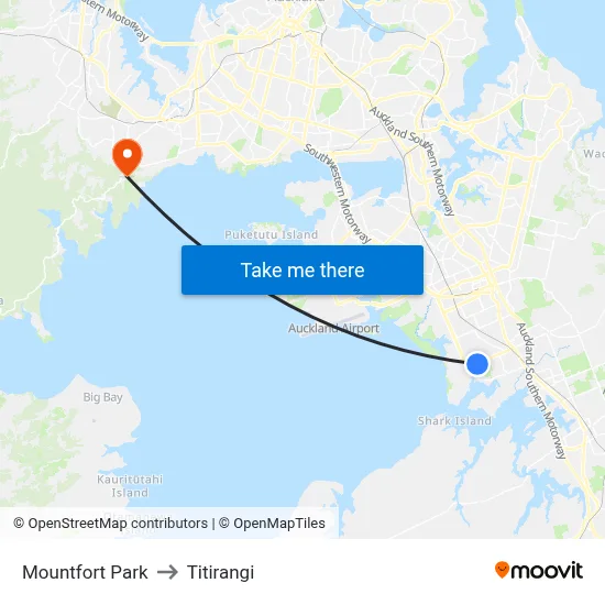 Mountfort Park to Titirangi map