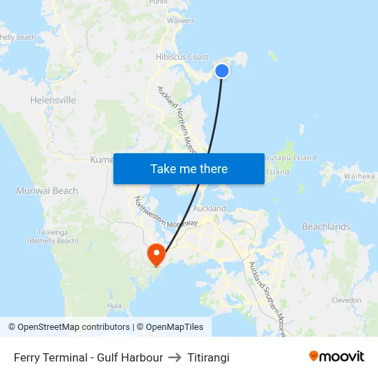 Ferry Terminal - Gulf Harbour to Titirangi map