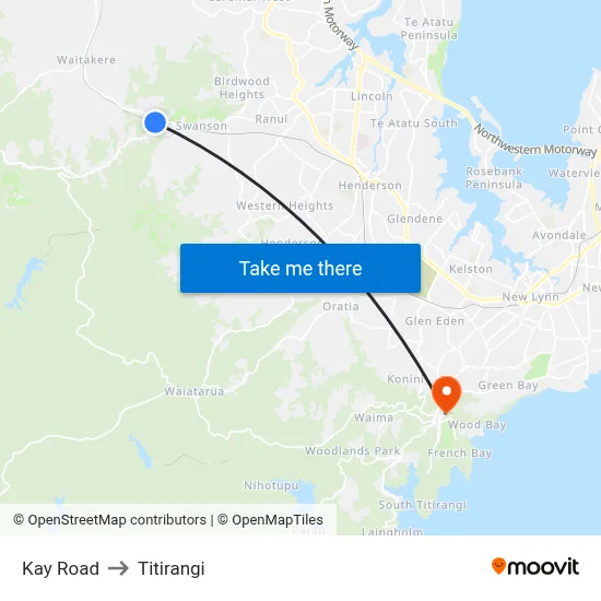 Kay Road to Titirangi map