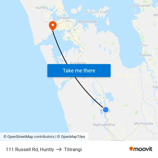 111 Russell Rd, Huntly to Titirangi map