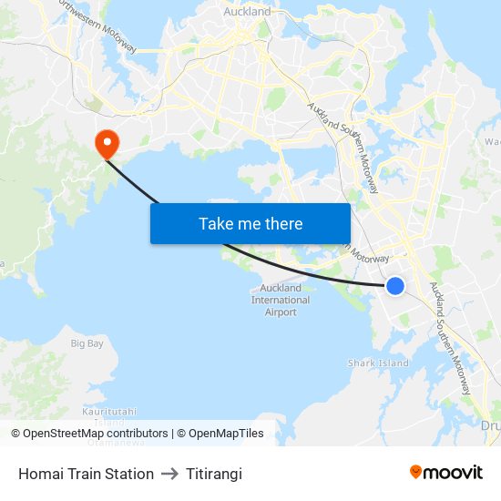 Homai Train Station to Titirangi map