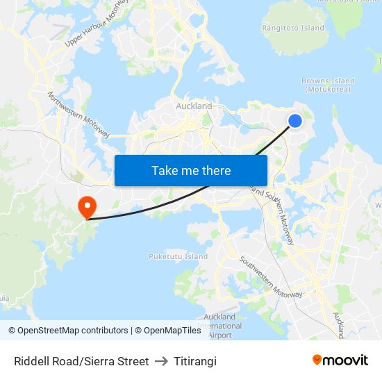 Riddell Road/Sierra Street to Titirangi map