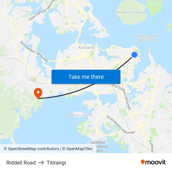 Riddell Road to Titirangi map