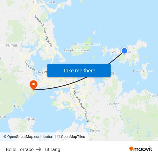 Belle Terrace to Titirangi map