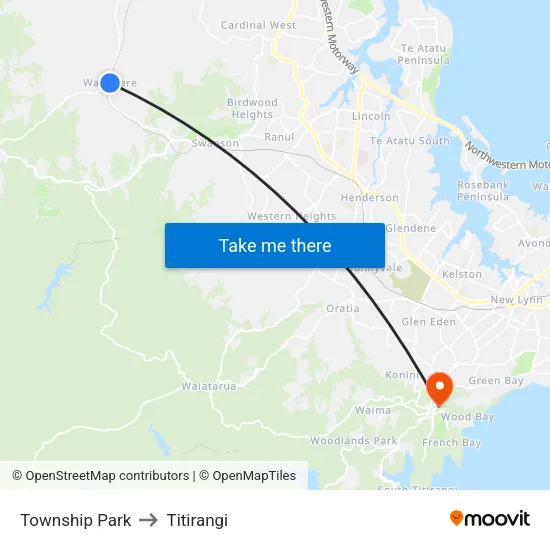 Township Park to Titirangi map