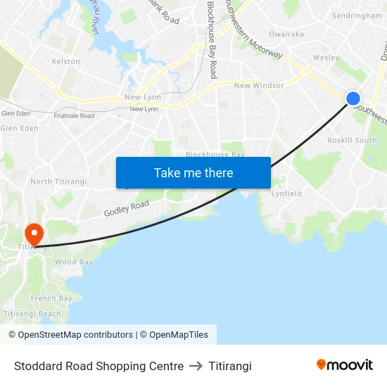 Stoddard Road Shopping Centre to Titirangi map