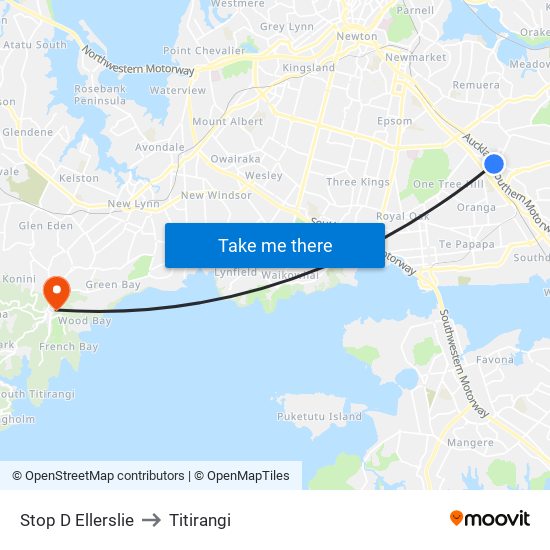 Stop D Ellerslie to Titirangi map