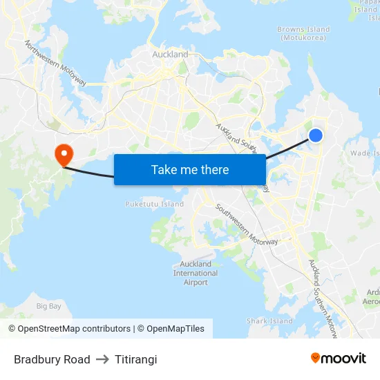 Bradbury Road to Titirangi map
