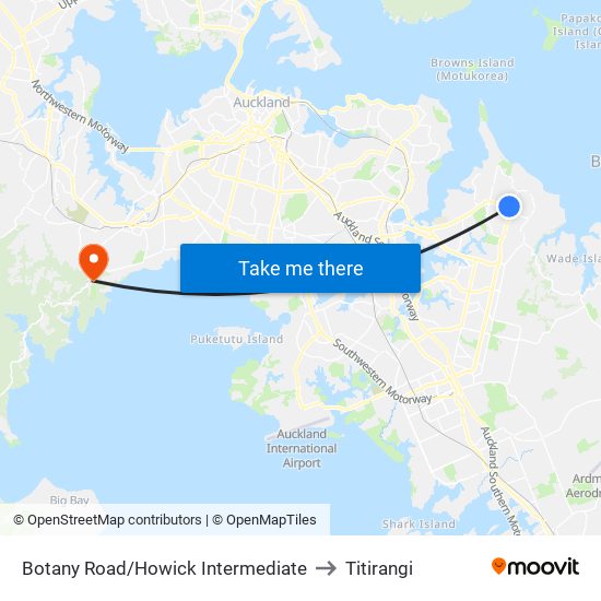 Botany Road/Howick Intermediate to Titirangi map