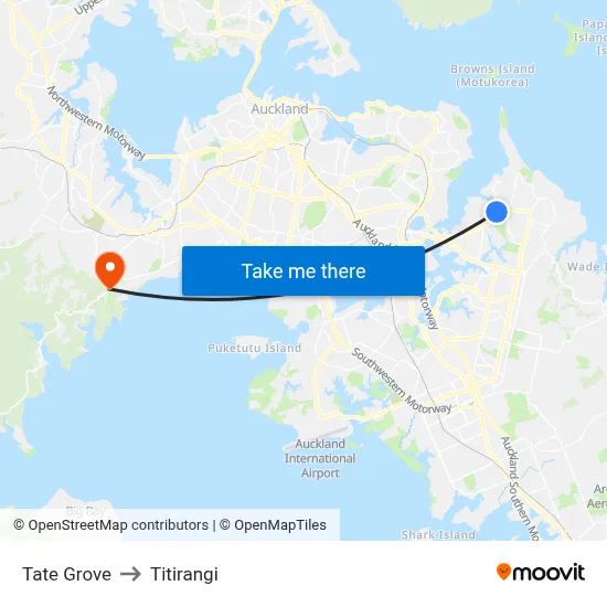 Tate Grove to Titirangi map