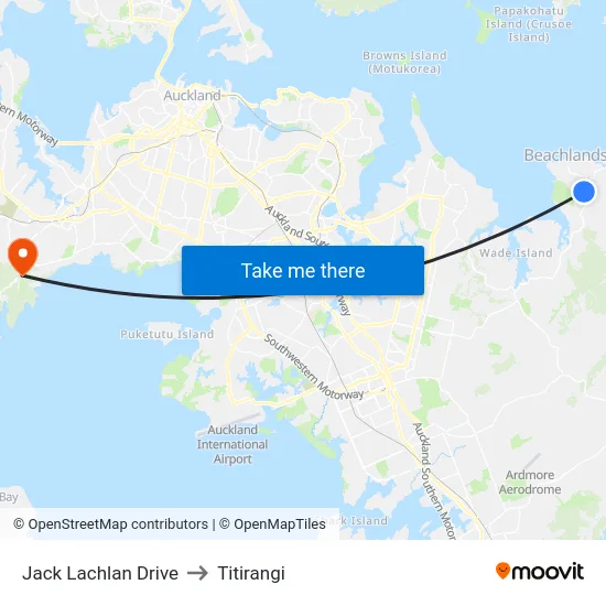 Jack Lachlan Drive to Titirangi map
