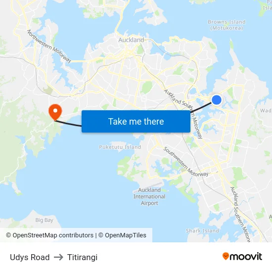 Udys Road to Titirangi map