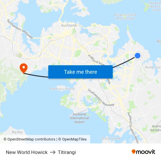 New World Howick to Titirangi map