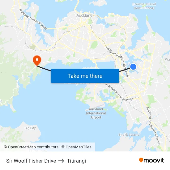 Sir Woolf Fisher Drive to Titirangi map