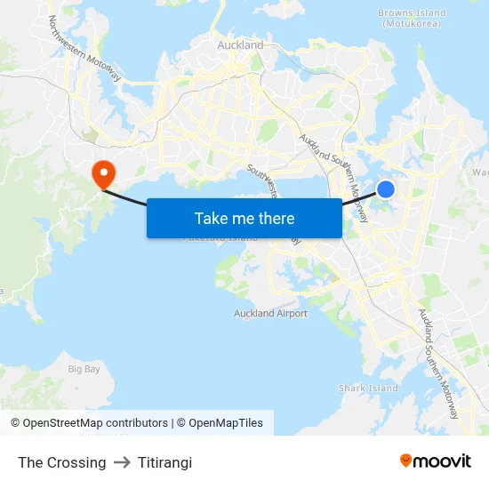 The Crossing to Titirangi map