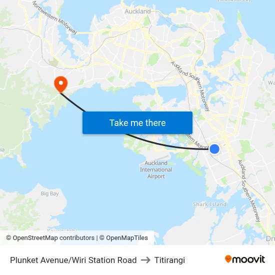 Plunket Avenue/Wiri Station Road to Titirangi map